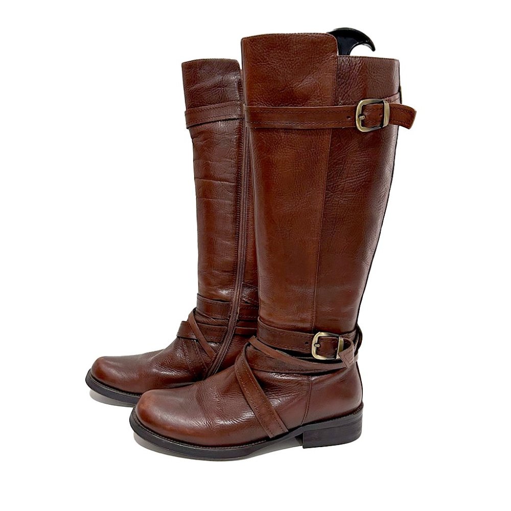 Women's Brown Leather Knee High Boots, 8